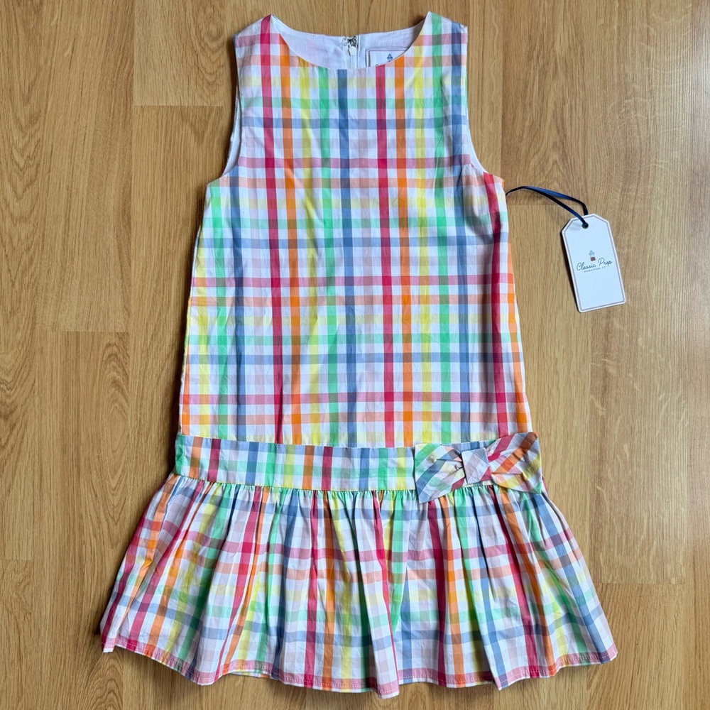 NWT Classic Prep Girl’s Sleeveless Sundress-Colorful Gingham with Drop Waist